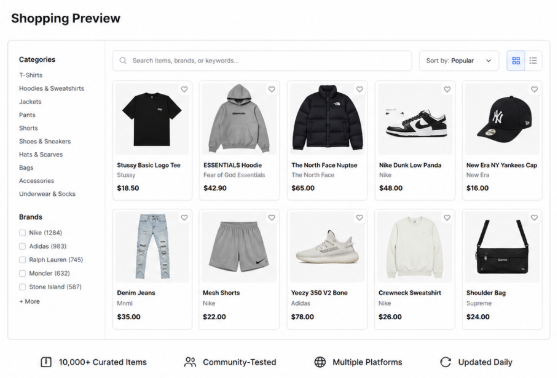 Fishgoo shopping preview showing product categories and item options